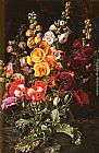 Famous Poppies Paintings - A Still Life Of Hollyhocks And Poppies